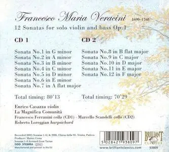 Enrico Casazza, La Magnifica Comunita – Veracini: Violin Sonatas Op. 1 (2008)