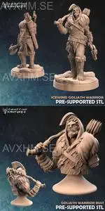 Goliath male warrior character and bust
