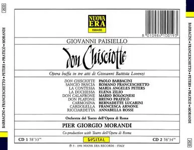 Pier Giorgio Morandi, Orchestra del Teatro dell'Opera di Roma - Giovanni Paisiello: Don Chisciotte (1991)