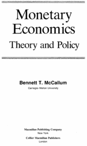 Monetary Economics (Theory and Policy)