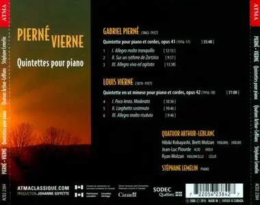 Quatuor Arthur-LeBlanc, Stéphane Lemelin - Pierné, Vierne: Quintettes pour piano (2015)