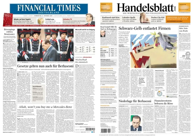 Handelsblatt & FinancialTimesDeutschland vom 08.10.2009