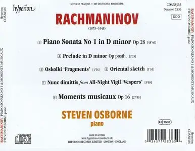 Steven Osborne - Sergei Rachmaninov: Piano Sonata No.1; Moments musicaux (2022)