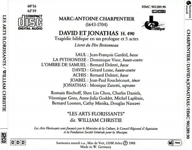 William Christie, Les Arts Florissants - Marc-Antoine Charpentier: David et Jonathas (1990)