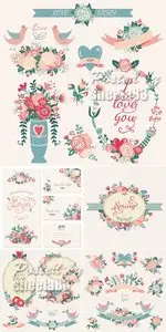 Cute Wedding Cards Vector