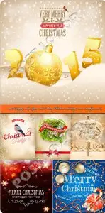 2015 Happy New Year and Merry Christmas holiday vector background 19
