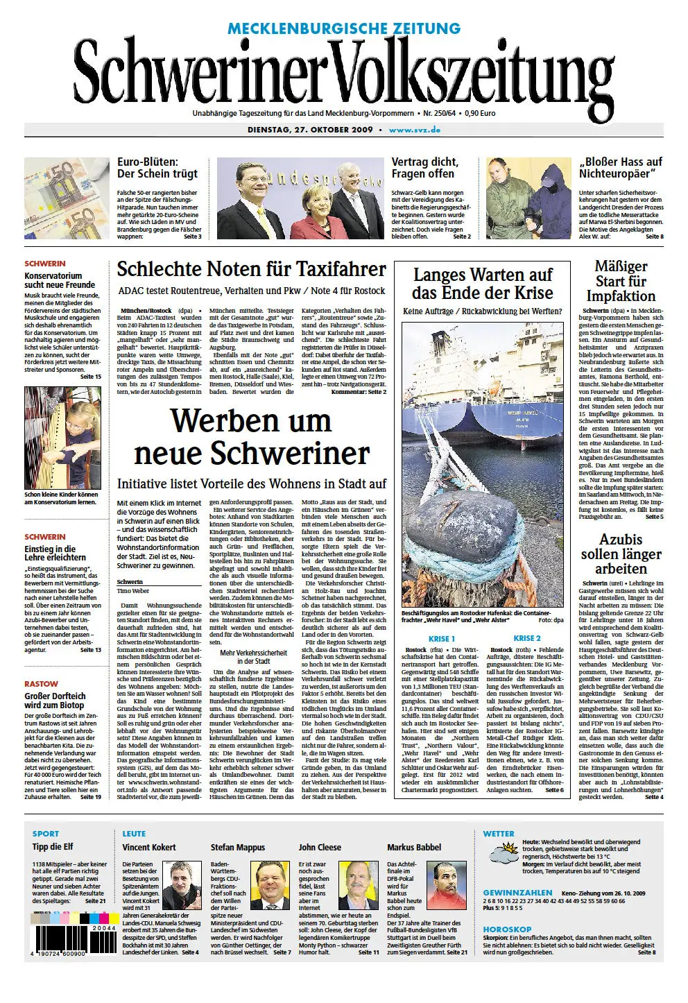 Schweriner Volkszeitung 27.10.2009 (Ausgabe Schwerin)