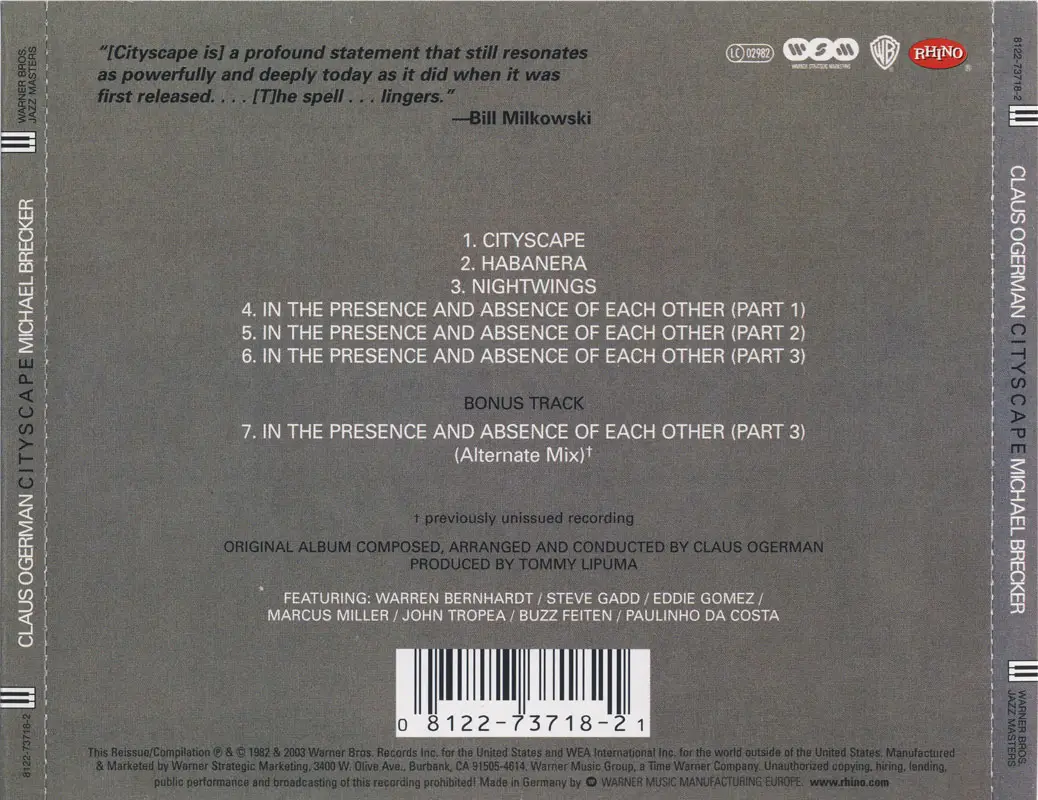 Claus Ogerman & Michael Brecker - Cityscape (1982) Repost