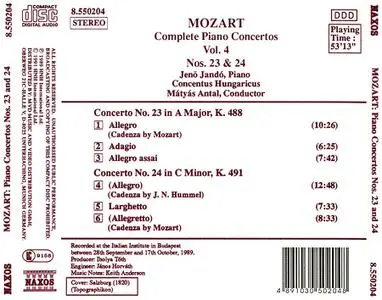 Jenő Jandó, Mátyás Antal, Concentus Hungaricus - Mozart: Complete Piano Concertos Vol. 4 - Nos. 23 & 24 (1991)