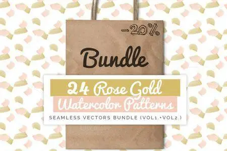 CreativeMarket - 24 Watercolor Patterns in Rose Gold