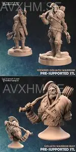 Goliath male warrior character and bust