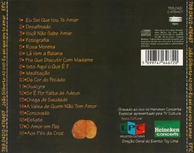 João Gilberto - Eu Sei Que Vou Te Amar (Ao Vivo) (1994) {Epic 789.042-2-476467}