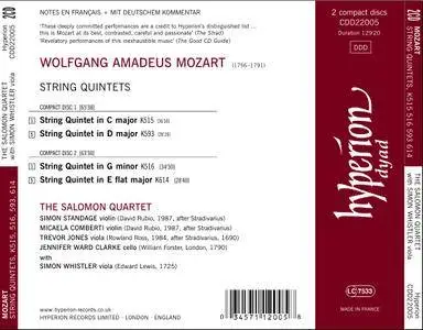 Salomon String Quartet, Simon Whistler - Mozart: String Quintets (1996)