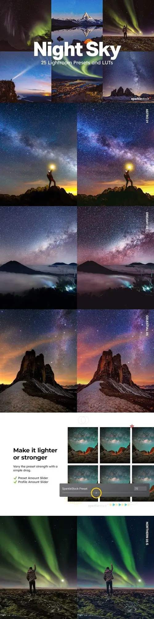25 Night Sky Lightroom Presets and LUTs / AvaxHome