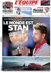 L'Equipe du Lundi 8 Juin 2015
