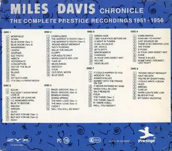 Miles Davis - Chronicle. The Complete Prestige Recordings 1951-1956 {1987 Fantasy/ZYX, 8PCD 012-2} [Repost]