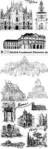 Vectors - Stylish Landmark Elements 25