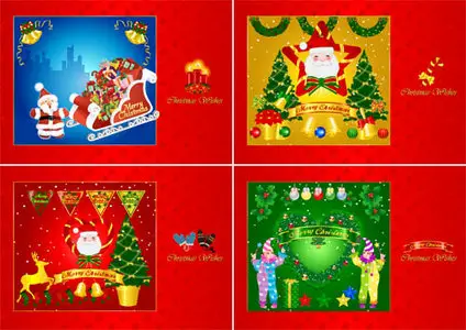 6 beautiful Christmas cards vector material