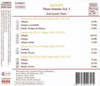 Jenö Jandó - Joseph Haydn: Piano Sonatas, Vol.1: Nos. 59-62 (1993)