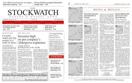 Stockwatch - Canada Daily – February 21, 2018