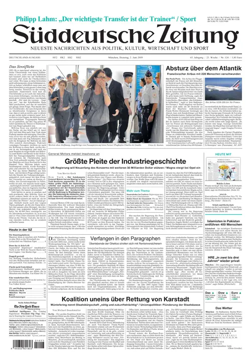 Sueddeutsche Zeitung vom 02.06.2009