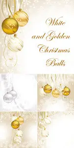 White and Golden Christmas Balls Vector
