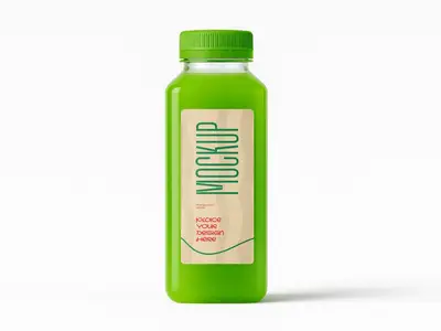 Green Juice Bottle Mockup - Fresh Mint & Fruit Drink Packaging Template 1707762046