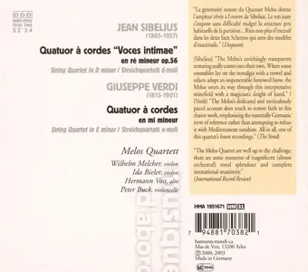 Melos Quartett - Sibelius & Verdi: Quatuors a cordes (1987)