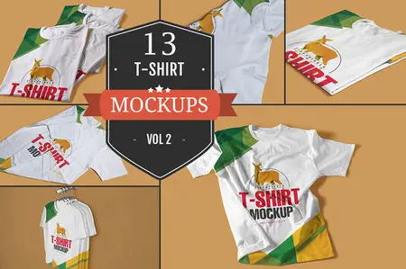 CreativeMarket - Round Neck T-shirt PSD Mockups Vol.2