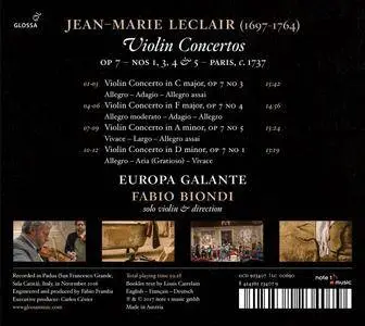 Fabio Biondi & Europa Galante - Leclair: Violin Concertos, Op. 7 Nos. 1, 3, 4 & 5 (2017)