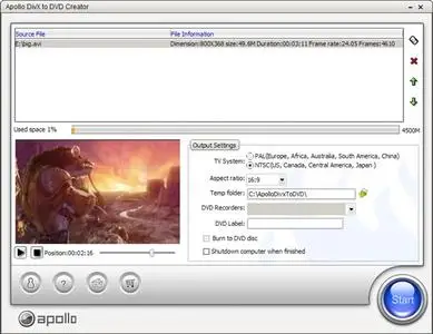 Apollo Divx to DVD Creator ver.4.4