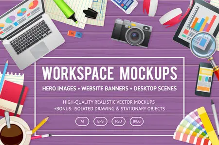 CreativeMarket - Workspace Mockups & Elements
