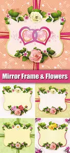 Mirror Frame with Flowers Vector