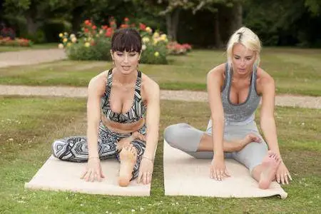 Rhian Sugden does yoga in Hertfordshire on June 21, 2017