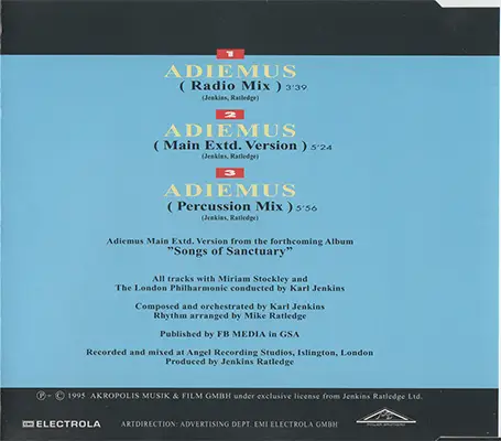 Adiemus - Adiemus (1995, CD-Single)