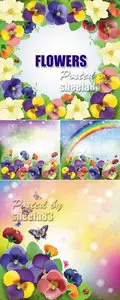 Colorful Flowers Backgrounds Vector