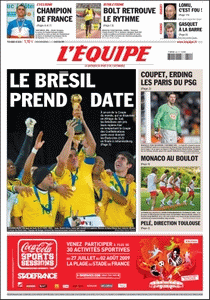 L'Équipe, du Lundi 29 Juin 2009.