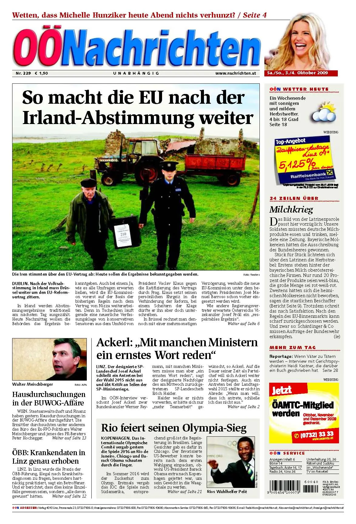 Oberoesterreichische Nachrichten vom 3./4. Oktober 2009