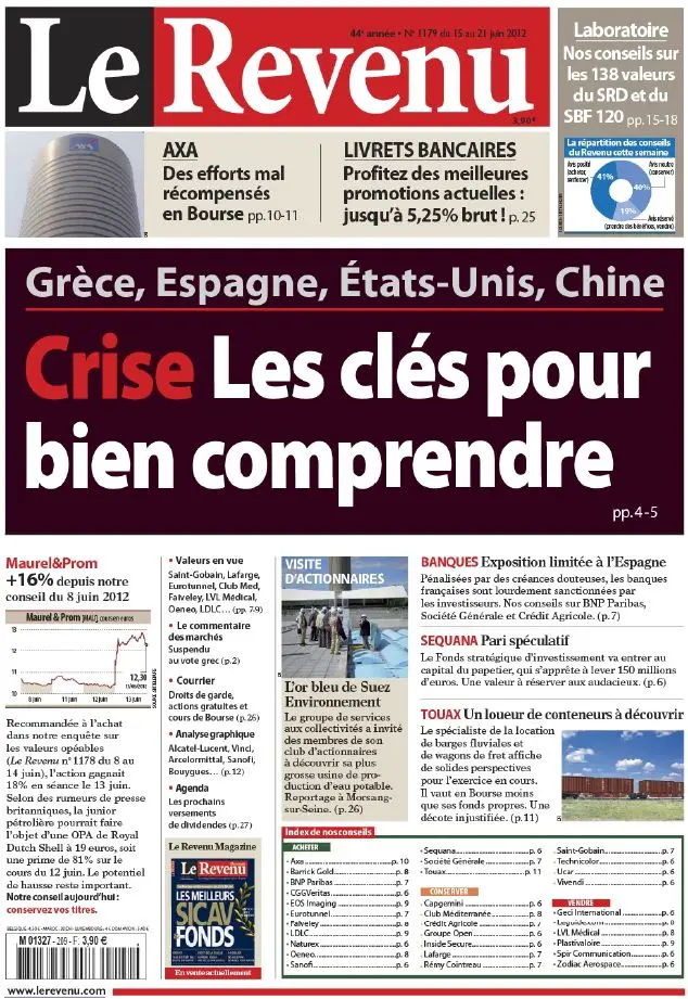 Le Revenu Hebdo Bourse 1179 - 15 au 21 Juin 2012