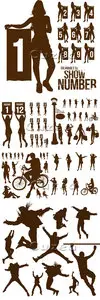 Vector - People brown silhouettes