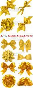 Vectors - Realistic Golden Bows Set