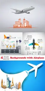 Vectors - Backgrounds with Airplane