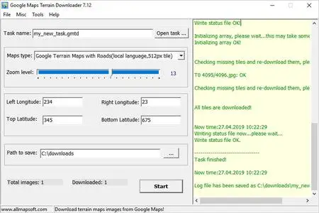 AllMapSoft Google Maps Terrain Downloader 7.16
