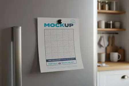 Note Paper pin to Fridge Mockup U7LPJSA
