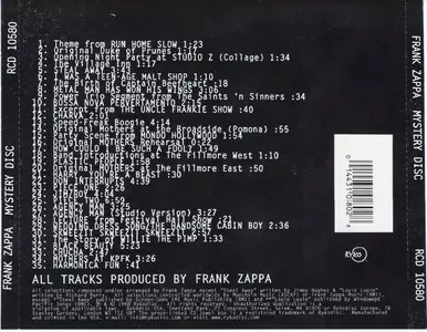 Frank Zappa - Mystery Disc (1998) {Rykodisc Remaster Complete Series}