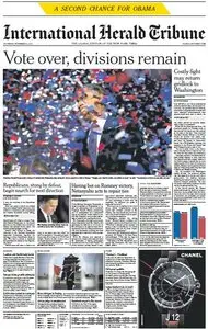 International Herald Tribune from Thursday, 08. November 2012