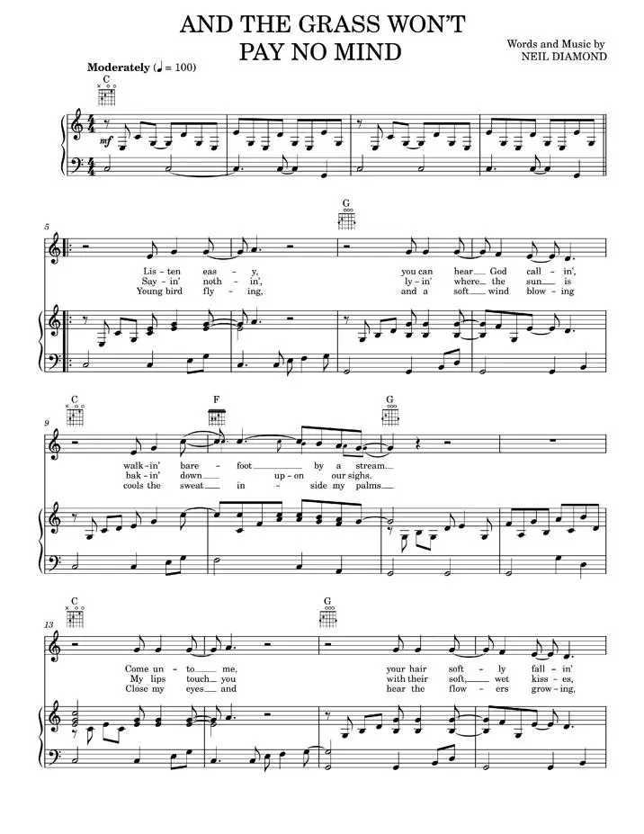 And The Grass Won't Pay No Mind - Elvis Presley, Mark Lindsay (Piano-Vocal-Guitar)