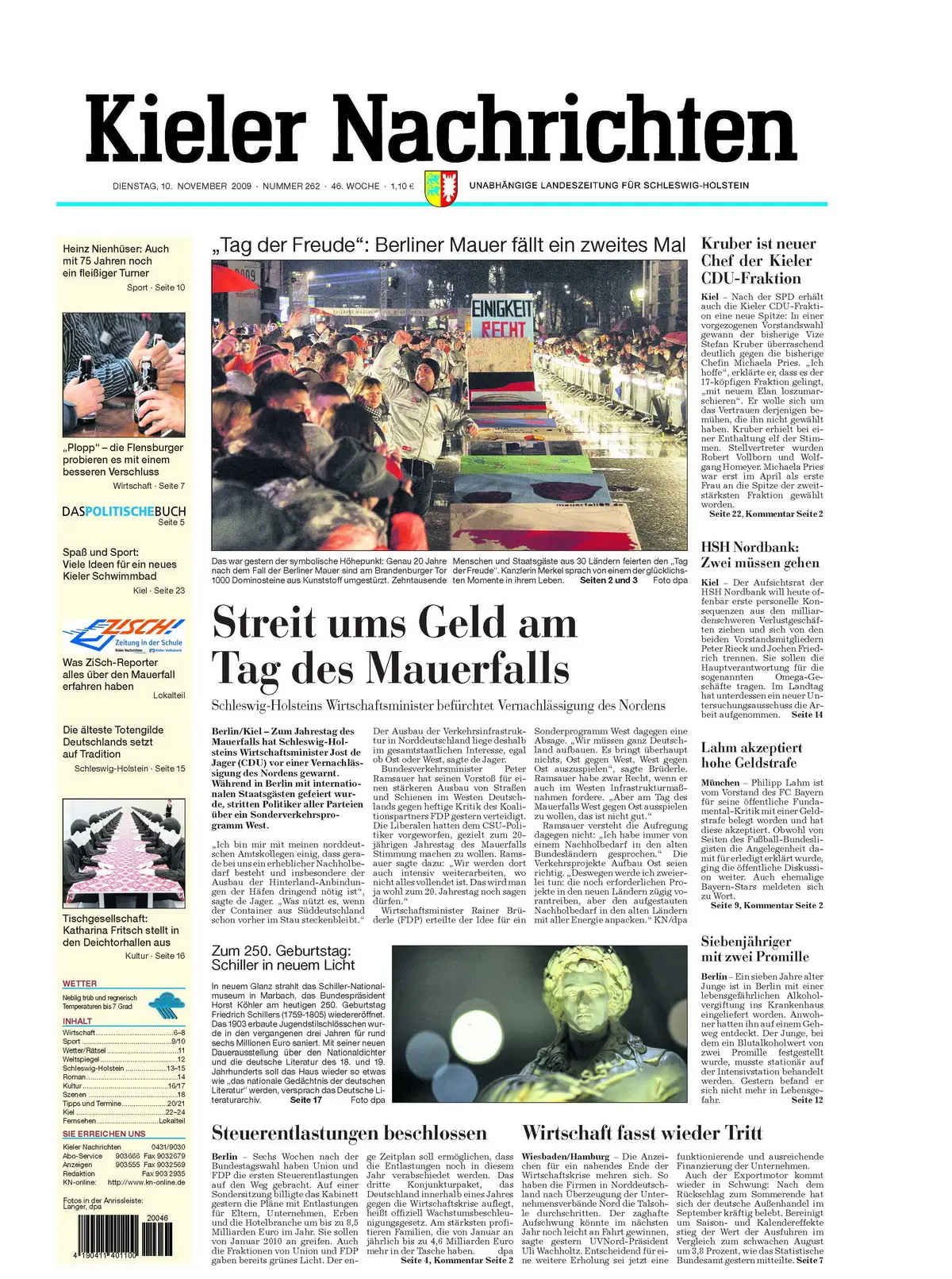 Kieler Nachrichten vom 10. November 2009