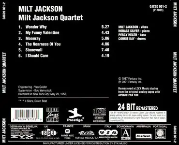 Milt Jackson – Milt Jackson Quartet (1955)(OJC-Prestige – 24-Bit Remastered)