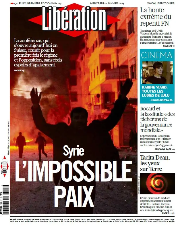 Libération du Mercredi 22 Janvier 2014